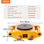 Charger l'image dans la visionneuse de galerie, Amocart 6/8/12T Machinery Skate Dolly Industrial Mover with 4 PU Wheels & 360° Non-Slip Cap for Warehouse Workshop Factory