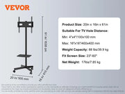 Bild in Galerie-Viewer laden, Amocart Mobile TV Stand Height Adjustable TV Stand w/ Wheels Double Tray for Audio-Visual Devices Rolling TV Stand for Bedroom