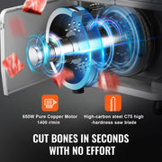 Bild in Galerie-Viewer laden, Amocart Commercial Electric Meat Bandsaw 650W 1800W Stainless Steel Countertop Sawing Machine Frozen Fish Cutter for Pork
