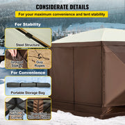 Charger l'image dans la visionneuse de galerie, Amocart Pop-up Camping Gazebo Camping Canopy Shelter 6 Sided 12' x 12' / 10' x 10' Sun Shade Tents & Canopies Camping & Hiking