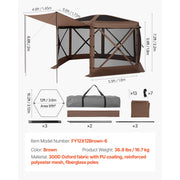 Charger l'image dans la visionneuse de galerie, Amocart Pop up Gazebo Screen Tent Camping Canopy Tent w/ Removable Top&Carry Bag Quick-Set&Bite-Proof Screen House Sun Shelter