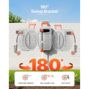 Charger l'image dans la visionneuse de galerie, Amocart Retractable Garden Hose Reel Wall Mounted Hose Reel Heavy Duty Garden Hose Reel with 9Pattern Nozzle 180°Swivel Bracket