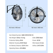 Charger l'image dans la visionneuse de galerie, Amocart Industrial Wall Mount Fan High Velocity Waterproof Wall Fan with Aluminum Blades for Workshop Warehouse Greenhouse