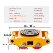 Bild in Galerie-Viewer laden, Amocart Machinery Skate Dolly Industrial Heavy Duty Mover with Handle 360° Swivel Wheels Non-Slip Cap for Warehouse Workshop
