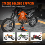 Charger l'image dans la visionneuse de galerie, Amocart 440lb Motorcycle Jack Lift Stand Dirt Bike Lift Stand Hydraulic Lift Operation Adjustable Height Hoist Table for Repair