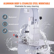 Bild in Galerie-Viewer laden, Amocart Commercial Electric Meat Bandsaw Stainless Steel Countertop Bone Sawing Machine 0.16-7.9 Inch Cutting Thickness Frozen Meat Cutter with 6 Blades for Rib Pork Beef