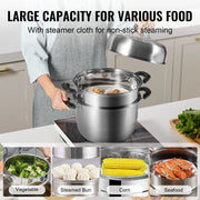 Charger l'image dans la visionneuse de galerie, Amocart Steamer Pot 11in/28cm, 3 Tier Steamer Pot for Cooking with 8.5QT Stock Pot, 304 Stainless Steel Food Steamer Cookware