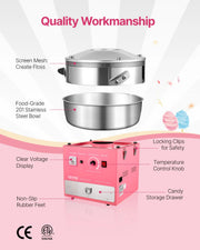 Load image into Gallery viewer, Amocart Electric Cotton Candy Machine 1000W Commercial Candy Floss Maker with Stainless Steel Bowl for Birthday Family Party