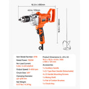 Bild in Galerie-Viewer laden, Amocart Drill Mixer 1/2in 5/8 in Corded Electric Drill Mixer Set Mixing Drills Machine D-Handle Handheld Cement Mixers
