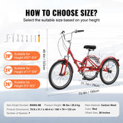 Bild in Galerie-Viewer laden, Amocart 20-26inch Folding Adult Tricycle 7 Speed Carbon Steel 3 Wheels with Basket Adjustable Seat Shopping Picnic For Seniors