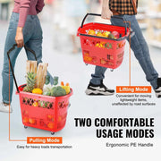 Bild in Galerie-Viewer laden, Amocart 6PCS Shopping Baskets 39L Rolling Shopping Carts with Handles & Wheels Portable for Supermarkets Retail Stores Grocery
