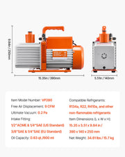 Charger l'image dans la visionneuse de galerie, Amocart Vacuum Pump & Oil Bottle 3.5CFM/4CFM/5CFM 1-Stage or 6CFM 9CFM 2-Stage, R134a R22 R410a Systems Conditioner Maintenance