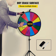 Charger l'image dans la visionneuse de galerie, Amocart 18 Inch Tabletop Color Prize Wheel w/ Folding Tripod Floor Stand 14 Slots Dry Erase for Win Fortune Spinning Stand Game