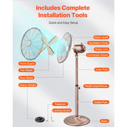 Charger l'image dans la visionneuse de galerie, Amocart Industrial Pedestal Fan 16/18/24 Inch 75-Degree Oscillating Fan Height Adjustable Standing Fans with 3 Adjustable Speed