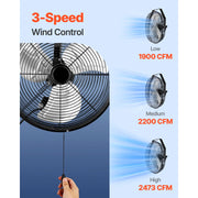 Charger l'image dans la visionneuse de galerie, Amocart Industrial Wall Mount Fan High Velocity Waterproof Wall Fan with Aluminum Blades for Workshop Warehouse Greenhouse
