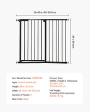 Charger l'image dans la visionneuse de galerie, Amocart Baby Gate 28/30/36 Inches High Dog Gate Easy Step Walk Thru Child Pet Security Pressure Mount Kit Wall Cups Doorways