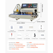 Bild in Galerie-Viewer laden, Amocart Continuous Bag Band Sealing Machine 0.24-0.47in Width Horizontal Band Sealer with Ink Printing for 0.001-0.03 in Bags