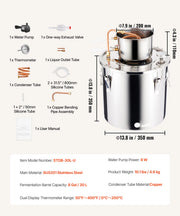 Bild in Galerie-Viewer laden, Amocart Alcohol Still 3 5 8Gal Stainless Steel Water Alcohol Distiller with Copper Coil Home Brewing Refining Fermentation Kit