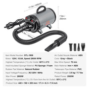 Bild in Galerie-Viewer laden, Amocart 2000W/2.7HP Dog Blow Dryer Adjustable Speed Temperature Control with 4 Nozzle and Extendable Hose for Pet Hair Grooming