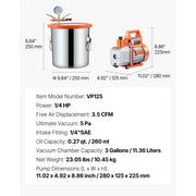 Load image into Gallery viewer, Amocart 3.5 CFM Single Stage Pump & 3 Gallon Vacuum Chamber Degassing Chamber Kit for Stabilizing Wood Degassing Silicone Resin