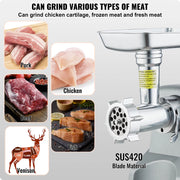 Charger l'image dans la visionneuse de galerie, Amocart Electric Meat Grinder 5 Lb/Min Industrial Meat Mincer with Blade Grinding Plate Sausage Stuffing Blade and 3 Tubes