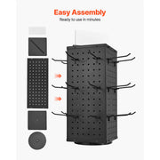 Bild in Galerie-Viewer laden, Amocart Rotating Pegboard Display Stand 4-Sided Spinning Peg Board Display Rack with 24 Hooks for Retail Store Jewelry Shop
