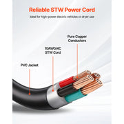 Charger l'image dans la visionneuse de galerie, Amocart Y Splitter Adapter 4 Prong Outlet 240 V Dryer with Grip Handle 10 AWG STW Wire/6/3+8/1 STW Wire for EV Charger Dryer RV