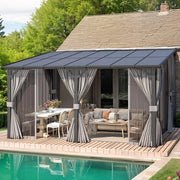 Load image into Gallery viewer, Hard Top Lean-to Gazebo Pergola Curtains & Netting Wall-Mounted Patio Deck Awning, Custom