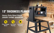 Load image into Gallery viewer, Amocart Electric Planer 12.5/13 inch Thicknesser Wood Planer With Stand & Dust Exhaust 1800W 8000RPM for Woodworking Power Tool