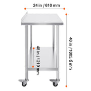 Load image into Gallery viewer, Amocart Stainless Steel Work Table Commercial Food Prep Worktable with Casters Heavy Duty Prep Worktable for Restaurant Home