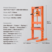 Bild in Galerie-Viewer laden, Amocart Hydraulic Shop Press 6T H-Frame Hydraulic Garage/Shop Floor Press Shop Press with Press Plates for Garage Shop Workshop