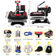 Load image into Gallery viewer, Amocart 5/8in1 15x15"/12x15"Dual-tube Heating Insulation Cotton Heat Press Sublimation Machine 360°Swing Design for Tshirts Etc