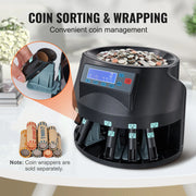 Charger l'image dans la visionneuse de galerie, Amocart 230/300 Coins/Min USD Coin Sorter Wrapper Professional Electric Automatic Machine LED Display for School Shop Bank Home