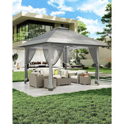 Load image into Gallery viewer, 13x13FT Pop Up Gazebo Outdoor Pop Up Tent Gazebo with Mesh Cover Height Adjustable Canopy Tent Outdoor Gazebo for Backyard