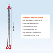 Bild in Galerie-Viewer laden, Amocart 3T Chain Sling 6ft 8mm/10mm Heavy Duty Lifting Chains with 2 Leg Grab Hooks G80 for Engine Manual Hoist Lifting Tool