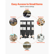 Charger l'image dans la visionneuse de galerie, Amocart 1/2Sets Pegboard Display Stand 17x13in Tabletop Steel Peg Board Panel with 15 Hooks for Grocery Retail Jewelry Store