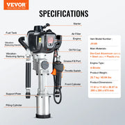 Bild in Galerie-Viewer laden, Amocart 37.77cc Gas-Powered T Post Driver 4-Stroke Engine Gasoline Fence Piling Pounder with 3 Post Driving Head(45/55/88 mm)