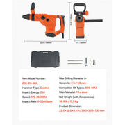 Bild in Galerie-Viewer laden, Amocart Corded Hammer Drill 1600W 175-350RPM Electric Demolition Drills 2-Inch SDS-Max Rotary Hammer Driver for Concrete Wood