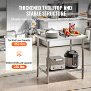Load image into Gallery viewer, Amocart Stainless Steel Work Table Commercial Heavy Duty Food Prep Worktable with Adjustable Height for Restaurant Home