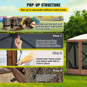 Charger l'image dans la visionneuse de galerie, Amocart Pop-up Camping Gazebo Camping Canopy Shelter 6 Sided 12' x 12' / 10' x 10' Sun Shade Tents & Canopies Camping & Hiking