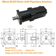 Load image into Gallery viewer, DC48V BLDC Nema34 86mm 350W-800W Brushless Motor Gearbox Kit 220VAC/310VDC Worm Gear Gearbox 3000RPM