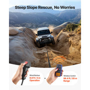 Charger l'image dans la visionneuse de galerie, SucceBuy 13500 lbs Electric Winch 12V Synthetic Rope Car Winch with Wired Wireless Control for Towing SUV Off-Road Jeep Trailer