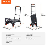 Charger l'image dans la visionneuse de galerie, Amocart 300 lbs Folding Hand Truck Aluminum Lightweight Platform Cart Portable Telescopic Utility Dolly for Moving Shopping