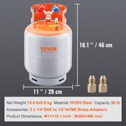Load image into Gallery viewer, Amocart Refrigerant Recovery Tank 50 LBS Capacity 400 psi Portable Cylinder Tank with Y-Valve for Liquid/Vapor, for R22/R134A