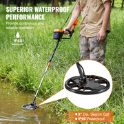 Bild in Galerie-Viewer laden, Amocart Metal Detector 8Inch Waterproof Search Coil & High Accuracy Pointer Display Adjustable 38''-49'' Aluminum Stem Detector