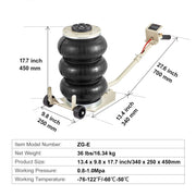 Charger l'image dans la visionneuse de galerie, Amocart Pneumatic Jack 3 Ton/5 Ton Triple Bag Air Jack Quick Lift Heavy Duty Car Repair Jacks Folding Rod Jacks with Two Wheels