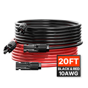 Charger l'image dans la visionneuse de galerie, Amocart Solar Panel Extension Cable 20FT Black + 20FT Red / 30FT Black + 30FT Red / 50FT Black + 50FT Red / 100FT Black + 100FT Red 10AWG with Female & Male Waterproof Connectors 6mm² PV Cable for Home Ship