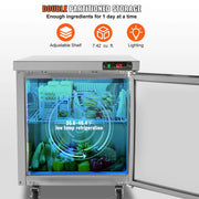 Charger l'image dans la visionneuse de galerie, Amocart 28in 48in Undercounter Worktop Refrigerator Stainless Steel Refrigerated Food Prep Station Fan Cooling for Bar
