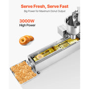 Bild in Galerie-Viewer laden, Amocart Commercial Automatic Donuts Machine Single Row 90 pcs/hour Electric High Power Maker with 3 Size Molds Auto Counting