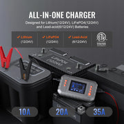 Bild in Galerie-Viewer laden, Amocart Smart Battery Charger 35-Amp Lithium LiFePO4 (AGM / Gel / SLA) with LCD Display Trickle Charger for Boat Motorcycle Use